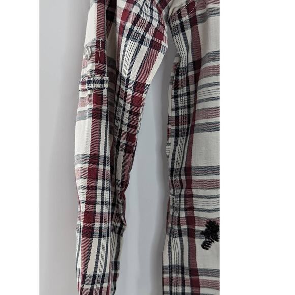 Girls Red Plaid Shirt 7 For All Mankind Adjustable Sleeve Length - Picture 8 of 13